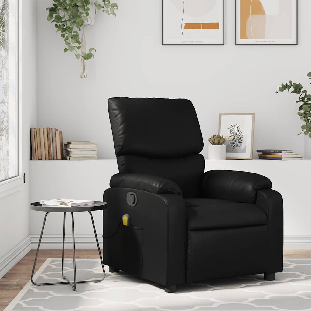 Massage-Relaxsessel, Kunstleder, Schwarz