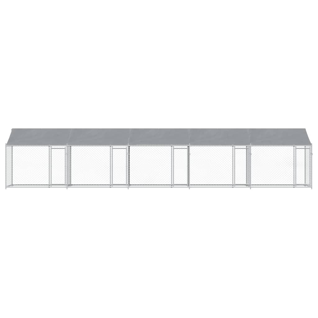 Hundezwinger mit Dach und Tür Grau 2x2x2 m Verzinkter Stahl