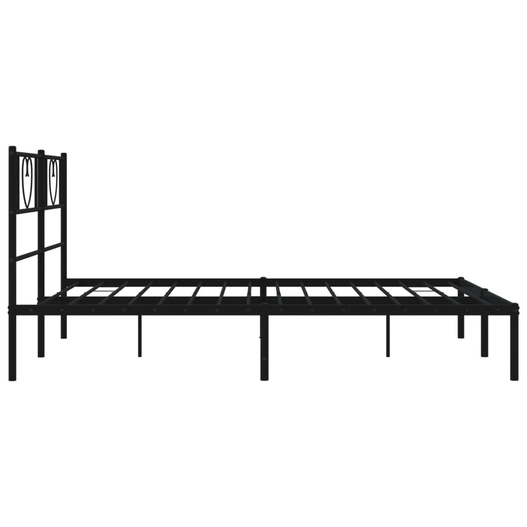 Bettgestell mit Kopfteil Metall Schwarz 100x190 cm