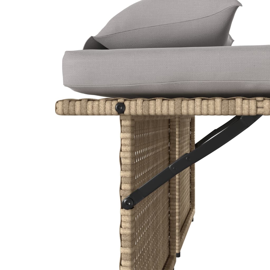 Gartenbank Verstellbar mit Kissen Schwarz Poly Rattan