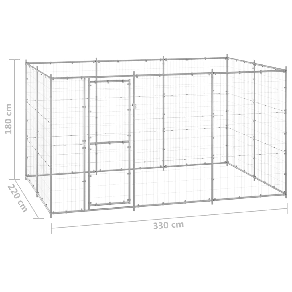 Outdoor-Hundezwinger mit Überdachung Stahl 7,26 m²