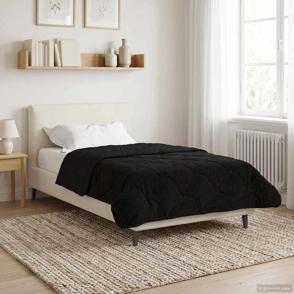 Sommerdecke Anthrazit 135 x 200 cm Mikrofaser und Teddy-Fleece