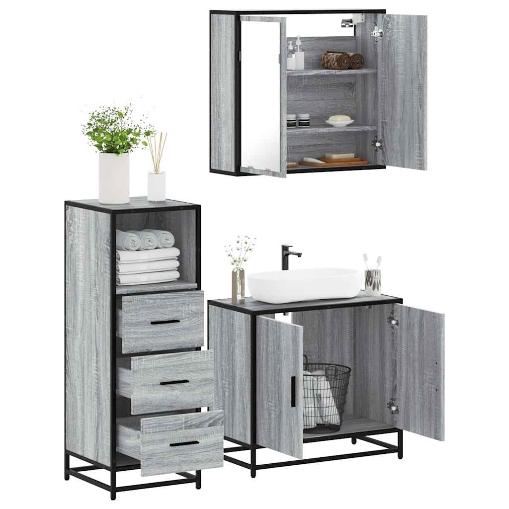 3-tlg. Badmöbel-Set Sonoma-Eiche Holzwerkstoff