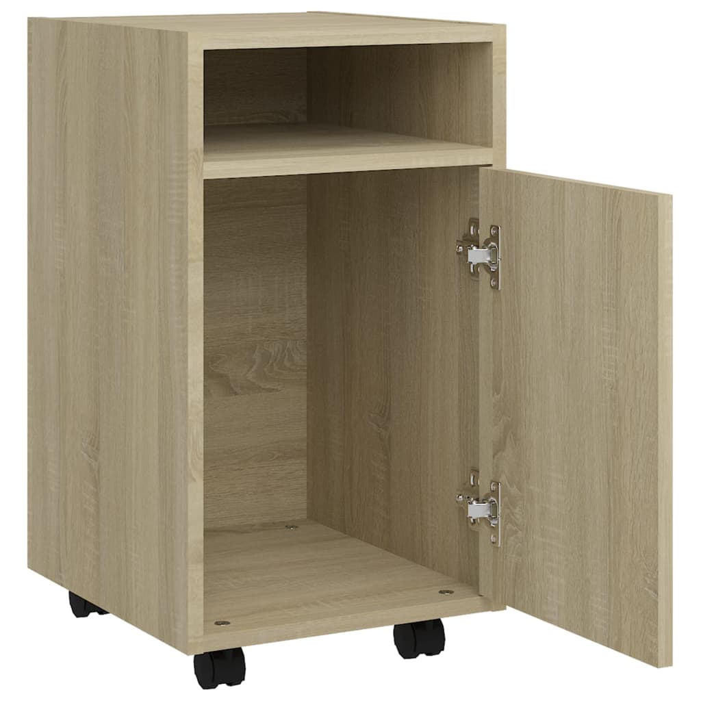 Beistellschrank mit Rollen Weiß 33x38x60 cm Holzwerkstoff