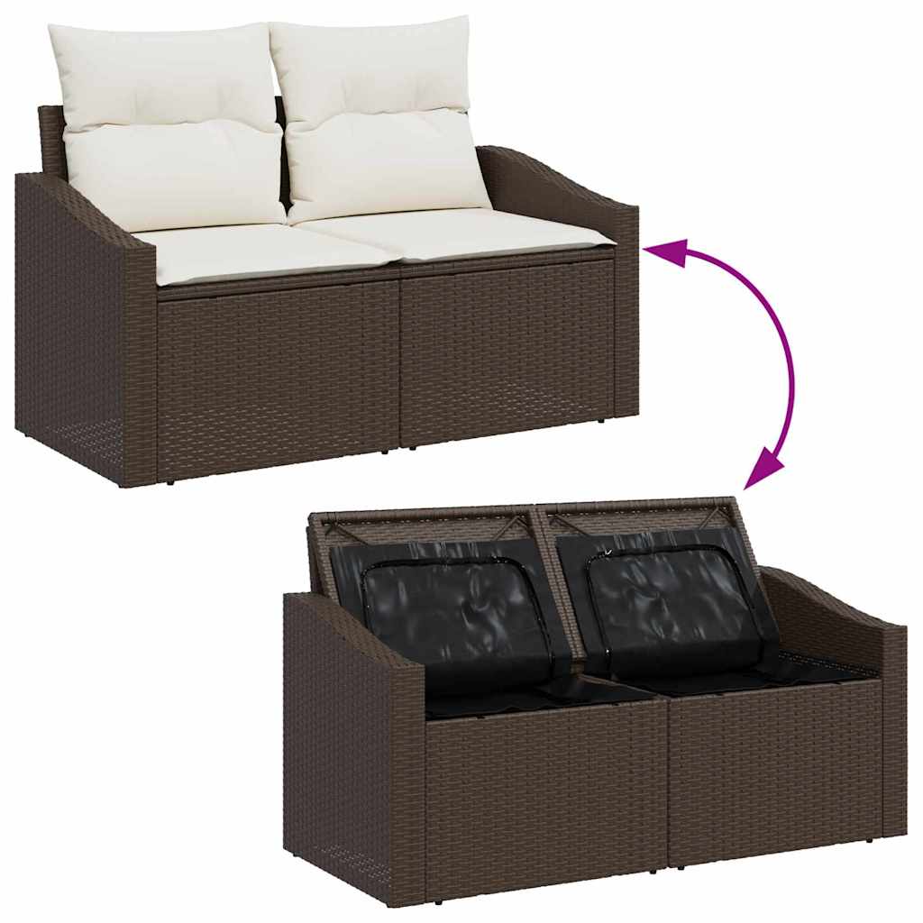 Garten Essgruppe mit Kissen 6 pcs Schwarz und Creme