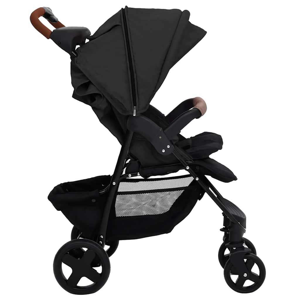 2-in-1 Kinderwagen Hellgrau Stahl