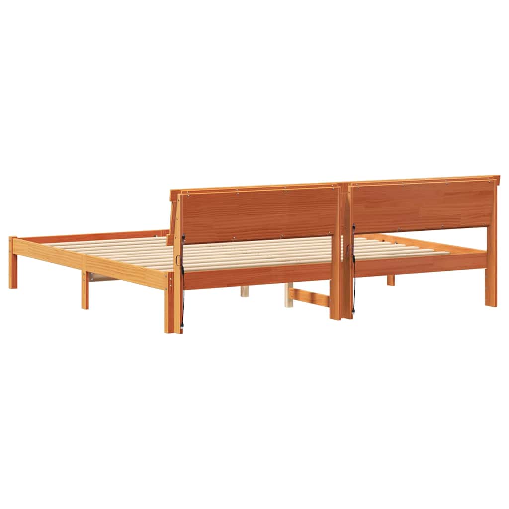 Bettgestell mit Kopfteil Braun 200 x 200 cm Massivholz Kiefer