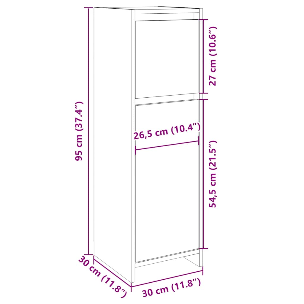 Badezimmerschrank Weiß 30x30x95 cm Holzwerkstoff