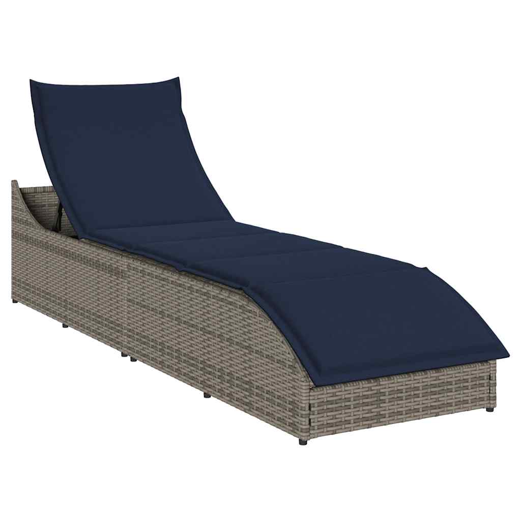 Klappliege mit Auflage und Stauraum Schwarz Poly-Rattan