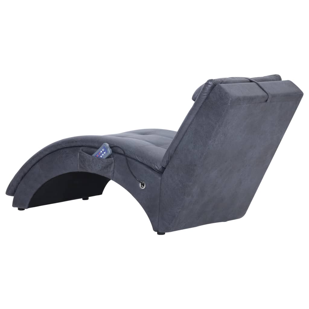 Massage Chaiselongue mit Kissen Braun Wildleder-Optik