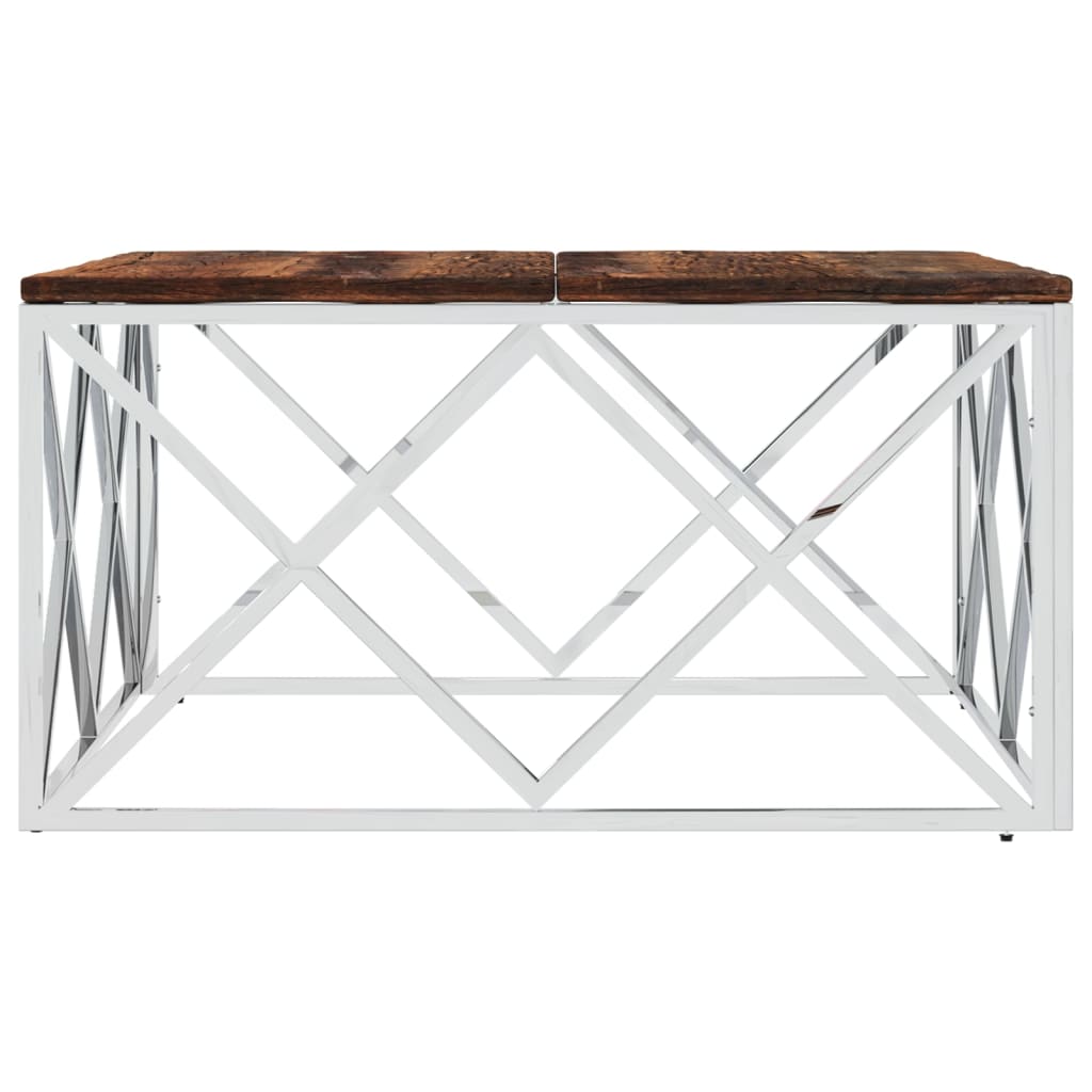 Couchtisch 80x80x40 cm Edelstahl und Glas