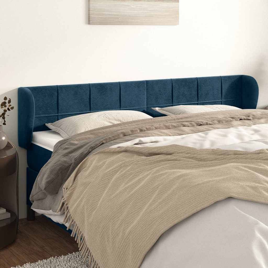 Kopfteil mit Ohren Dunkelblau 93x23x78/88 cm Samt