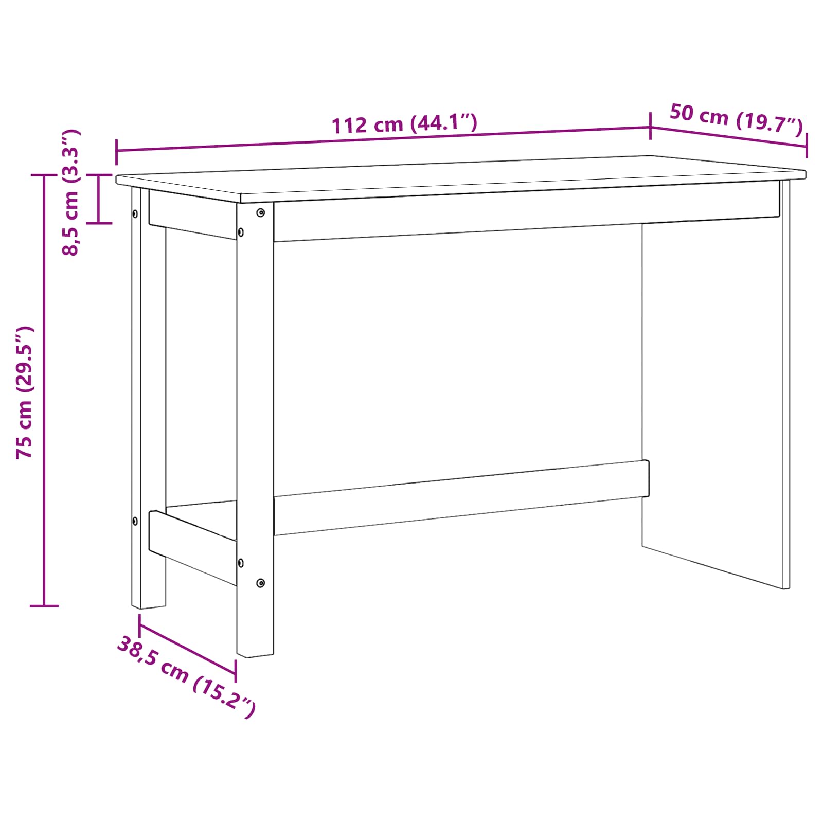 Schreibtisch Honigbraun 112 x 50 x 75 cm Massivholz Kiefer