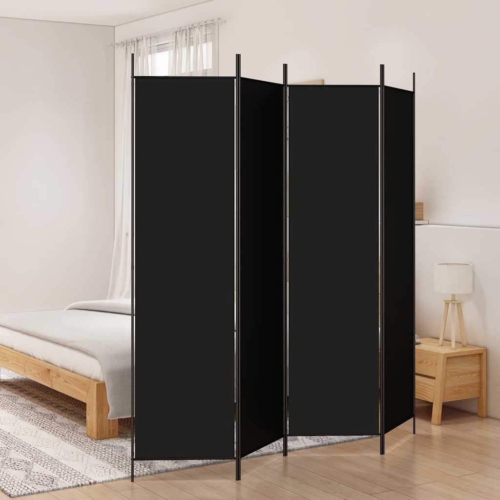 3-tlg. Paravent Schwarz 150x200 cm Stoff