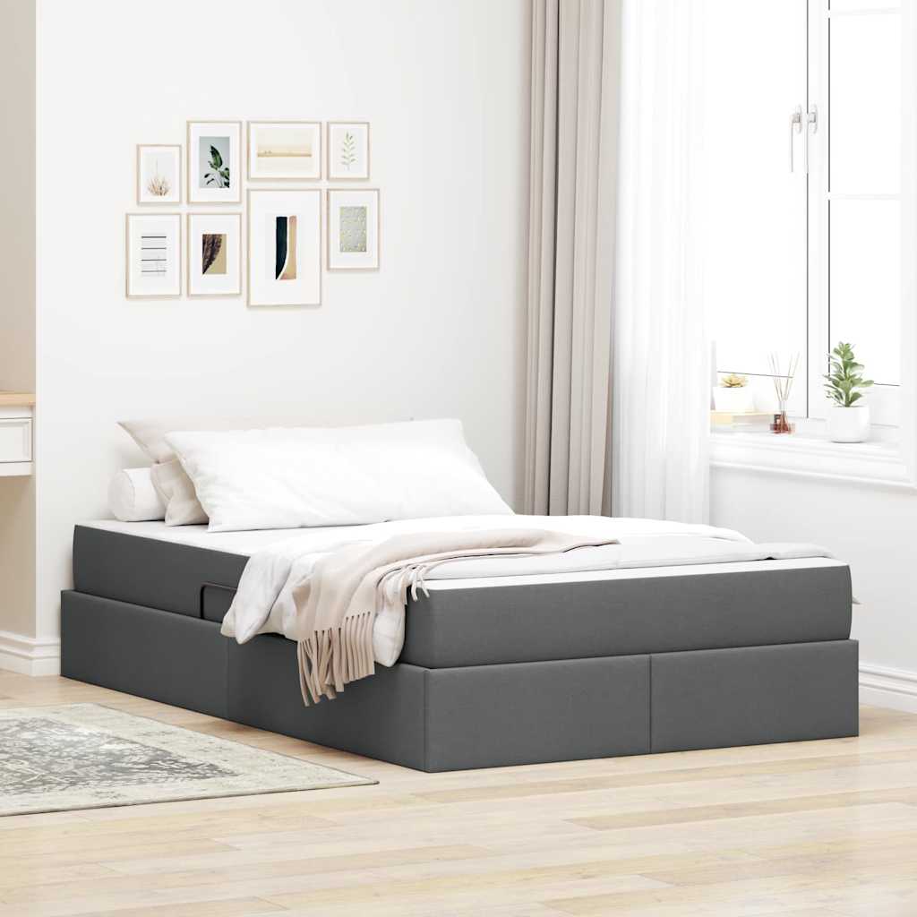 Aufbewahrungsbett mit Matratze Hellgrau 90 x 190 cm Polyester