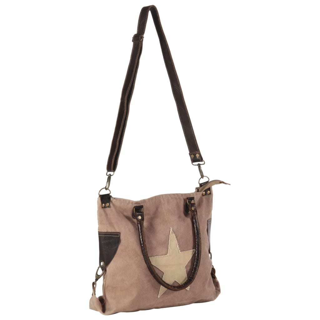 Einkaufstasche Braun 41 x 63 cm Segeltuch und Echtleder