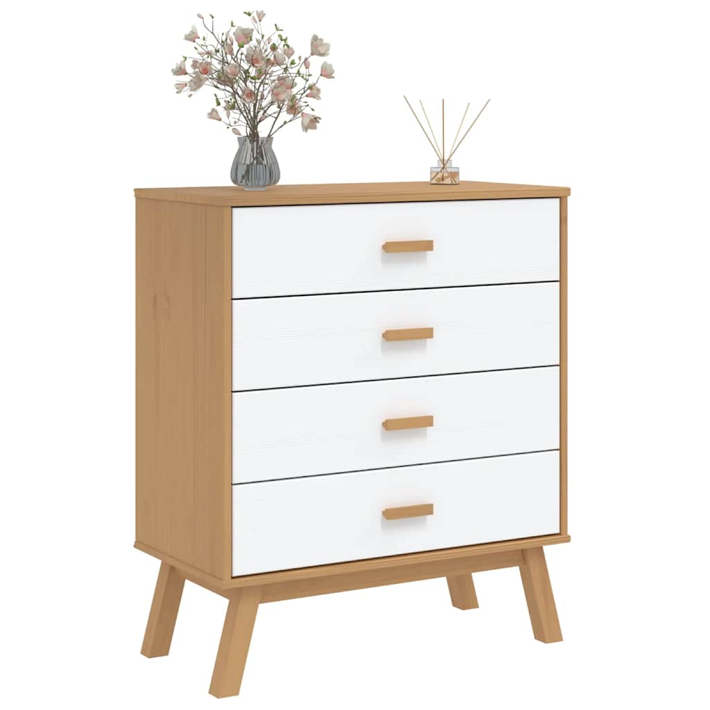 Schubladenschrank OLDEN Braun Massivholz Kiefer