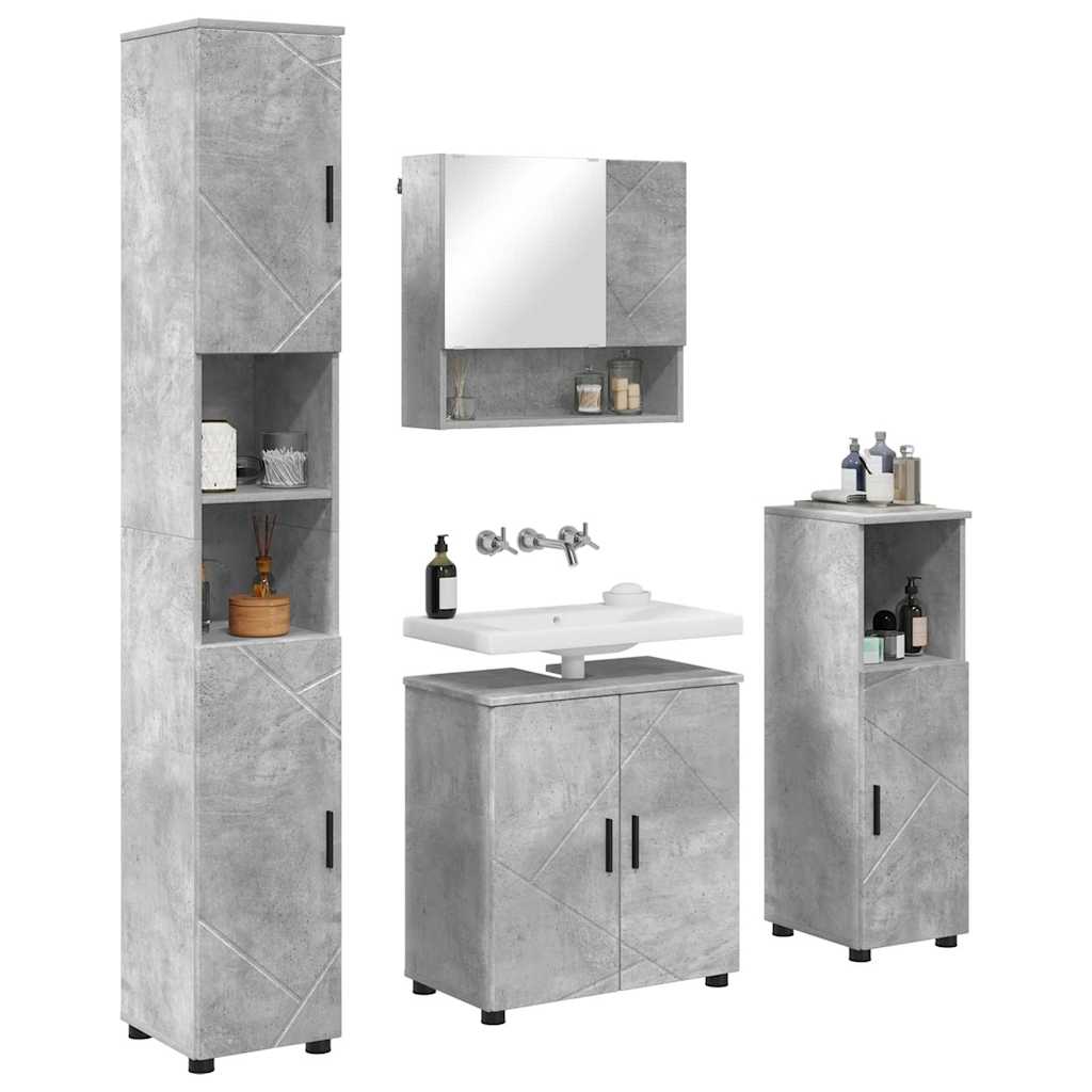 Badezimmermöbel-Set mit Tür 4 pcs Weiß Holzwerkstoff & Metall