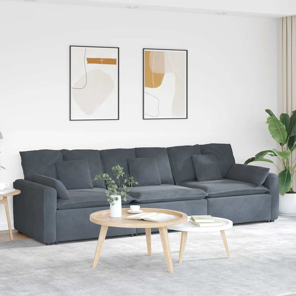 Modulares Sofa mit Kissen Blau