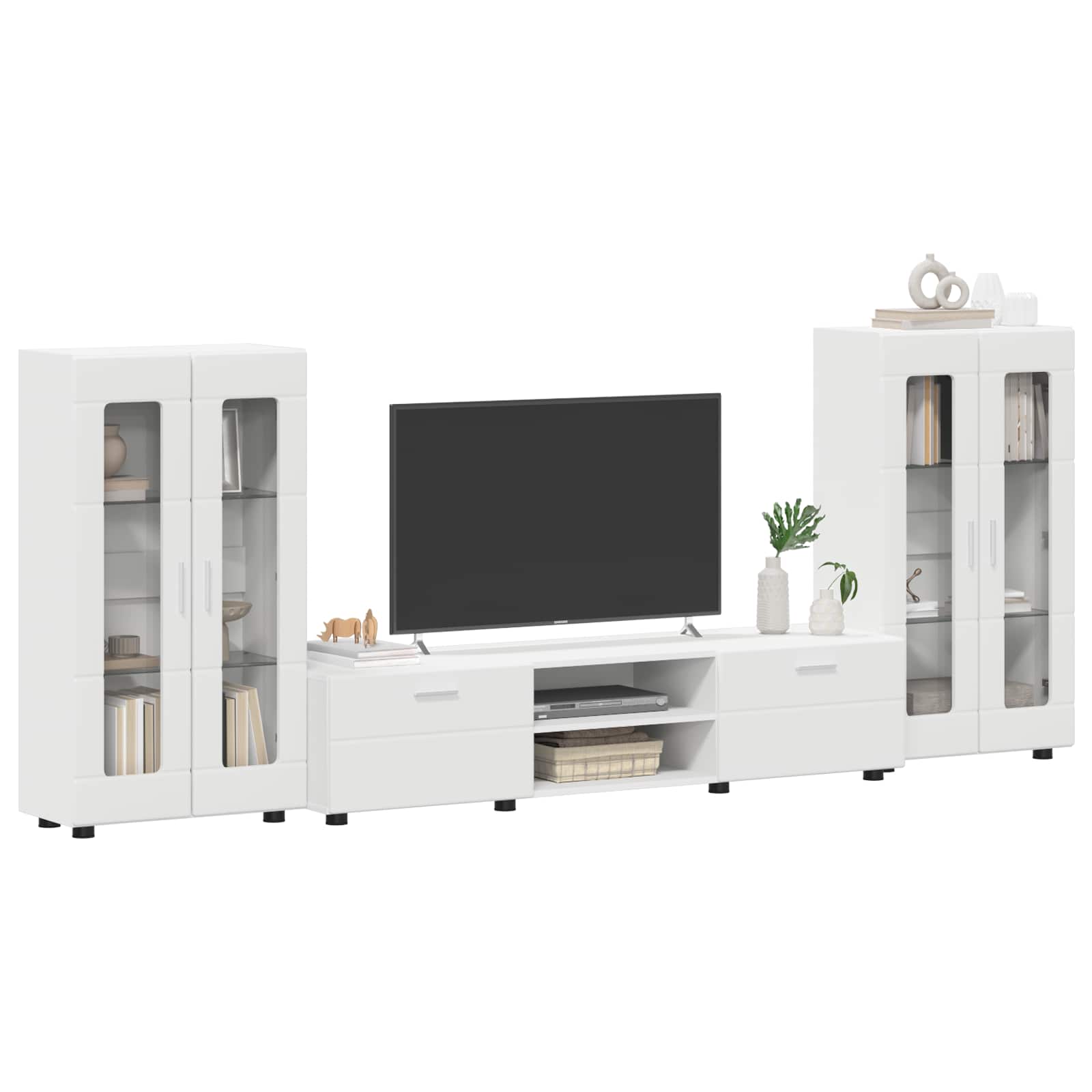 Highboard mit Regal FLORIN Weiß 60 x 35 x 182 cm Holzwerkstoff