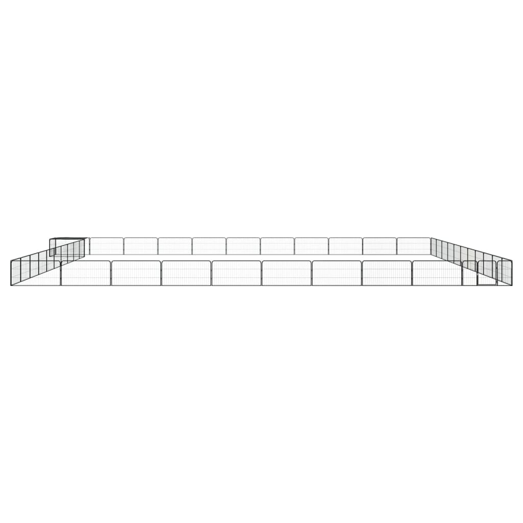 4-tlg. Hundelaufstall Schwarz 100x50cm Stahl Pulverbeschichtung