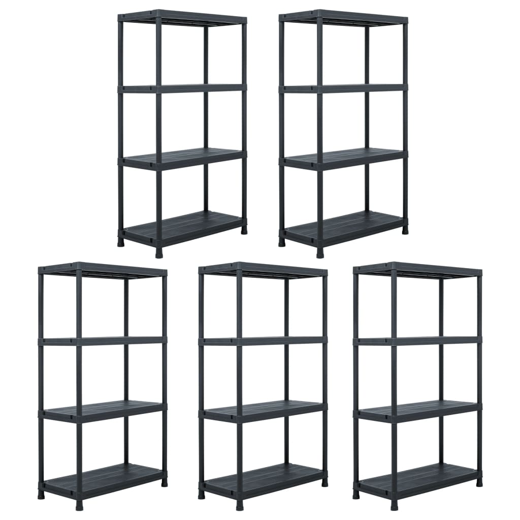 Lagerregale 2 Stk. Schwarz 60 x 30 x 138 cm Kunststoff