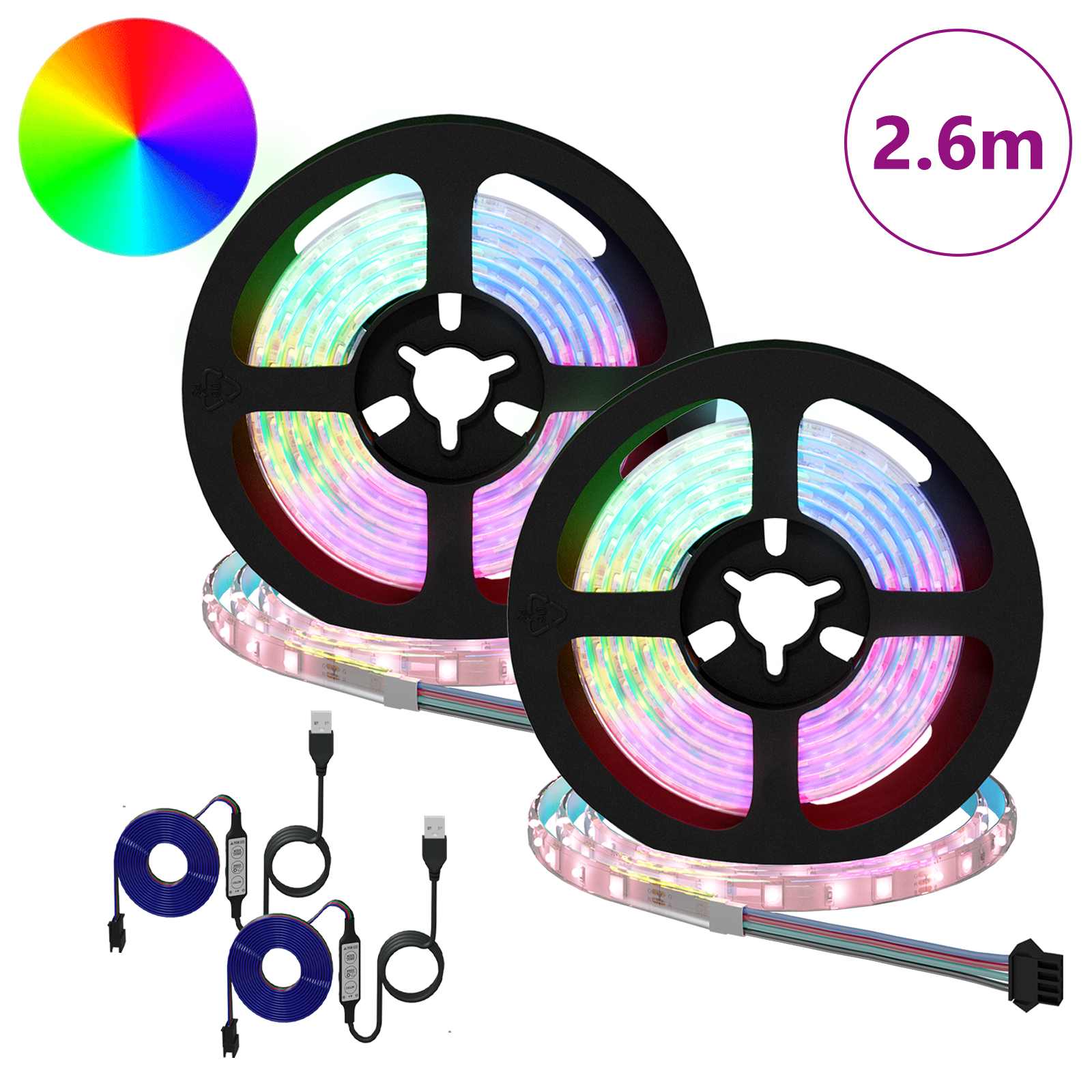 LED Streifen 2 pcs Schwarz und Transparent 3000 mm