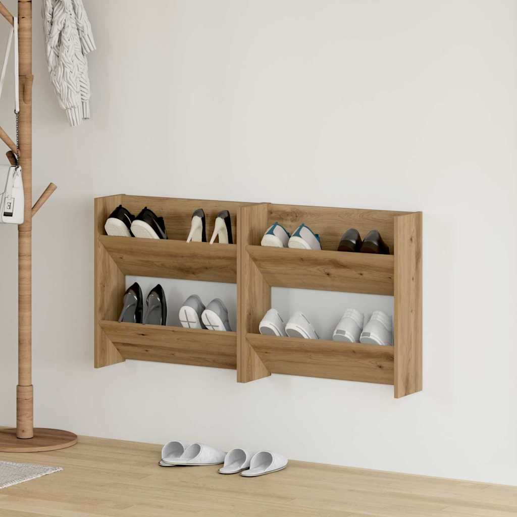 Wand-Schuhschränke 4 Stk. Weiß 60x18x60 cm Holzwerkstoff