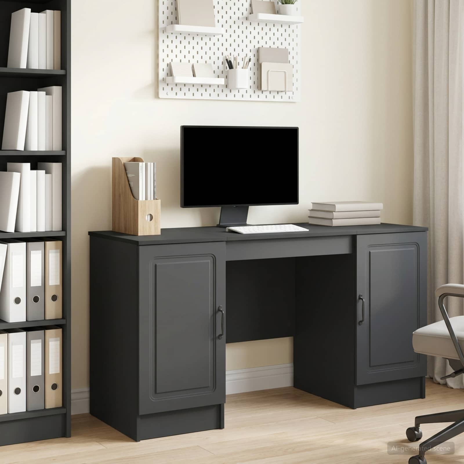 Schreibtisch mit Regal Schwarz 142,5 x 50 x 75 cm Holzwerkstoff