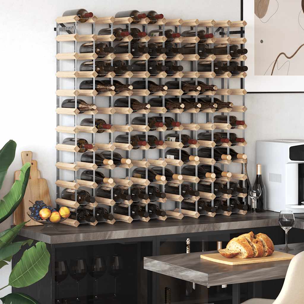 Weinregal für 42 Flaschen Braun Massivholz Kiefer