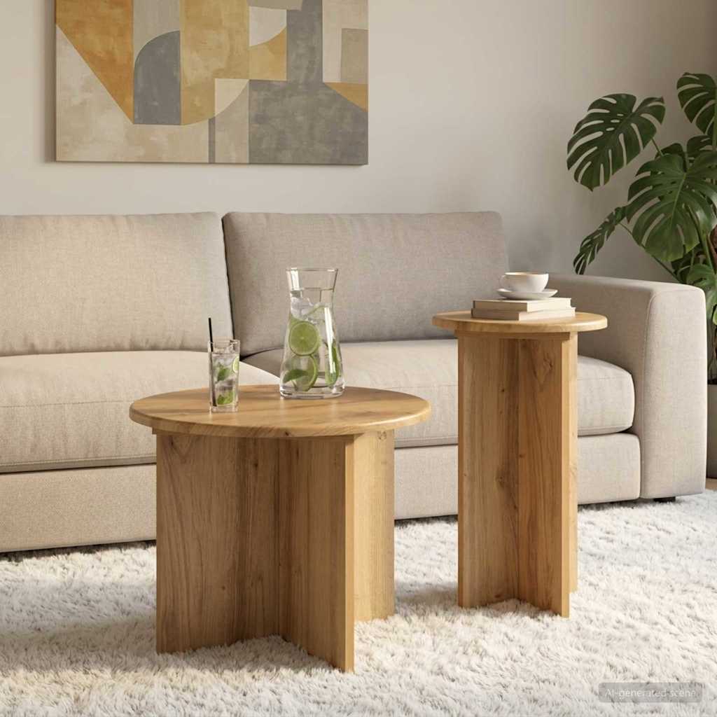 Beistelltisch-Set mit Speicher 2 pcs Weiß Holzwerkstoff