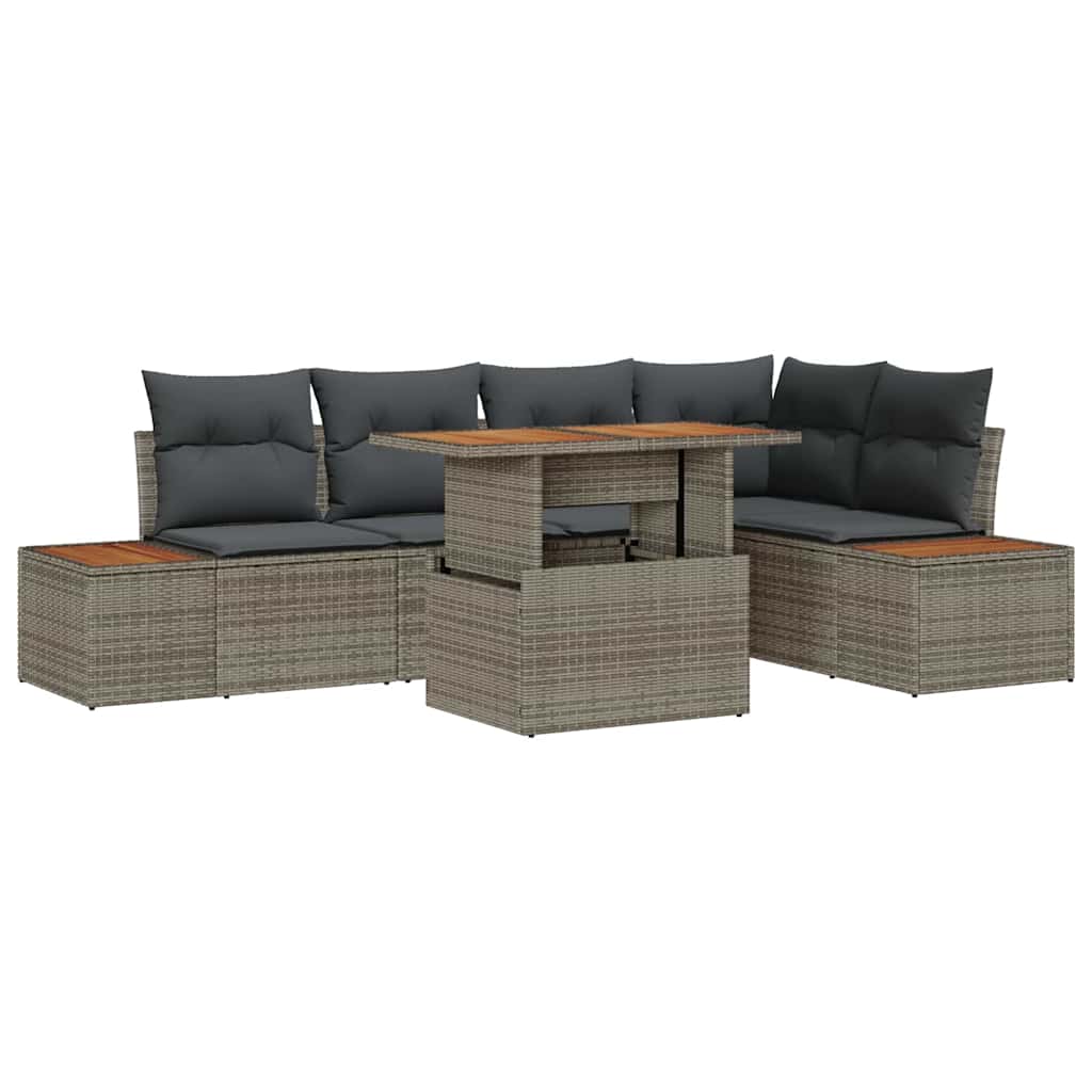 Garten Essgruppe mit Kissen 6 pcs Schwarz und Beige