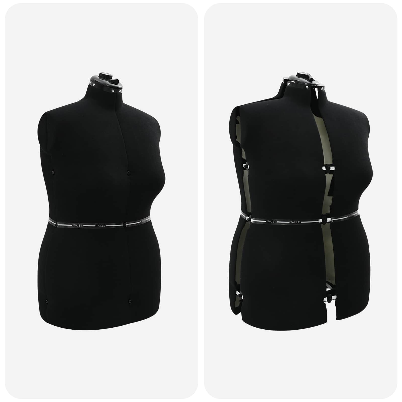 Verstellbare Kleiderform für Damen Creme S Samt
