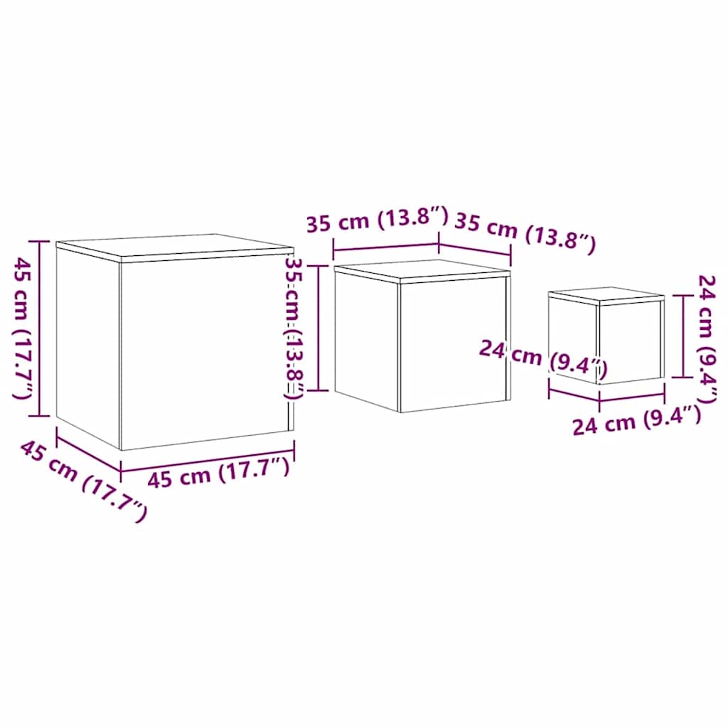 Beistelltische 3 Stk. Weiß Holzwerkstoff