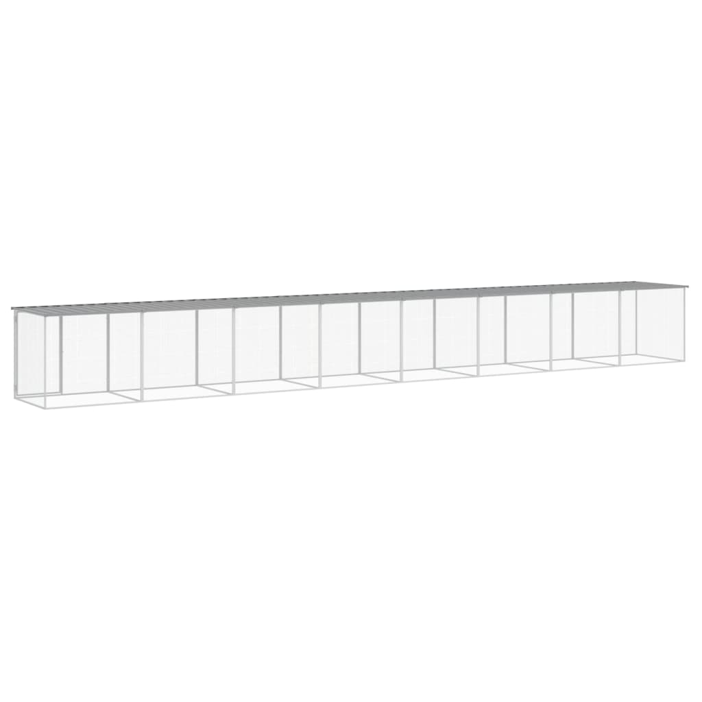 Hühnerkäfig mit Dach Anthrazit 203x98x90 cm Verzinkter Stahl