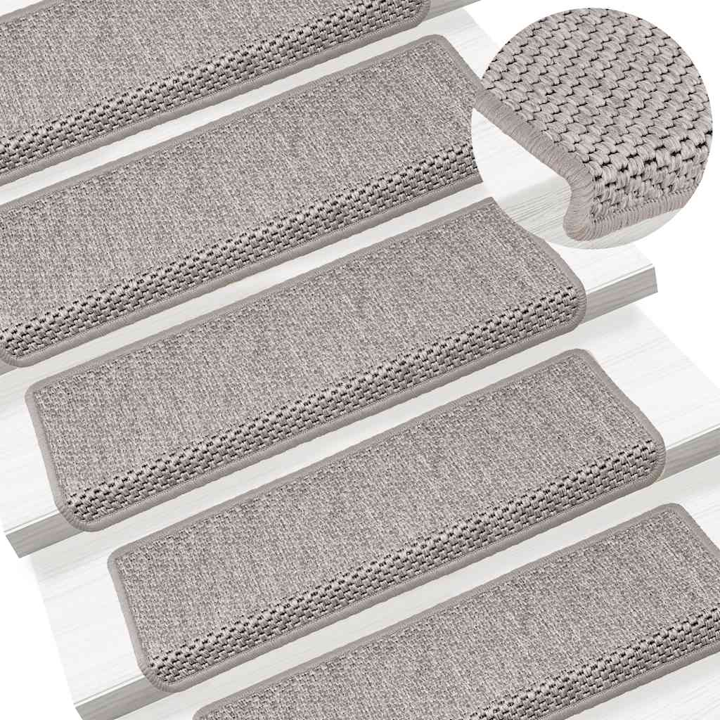Treppenmatten Selbstklebend Sisal-Look 15 Stk. 65x21x4 Platina