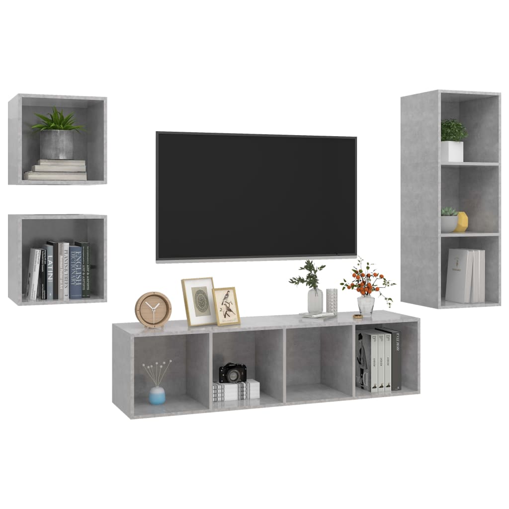 4-tlg. TV-Schrank-Set Weiß Holzwerkstoff