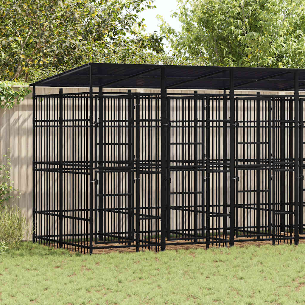 Outdoor-Hundezwinger mit Dach Stahl 1,84 m²