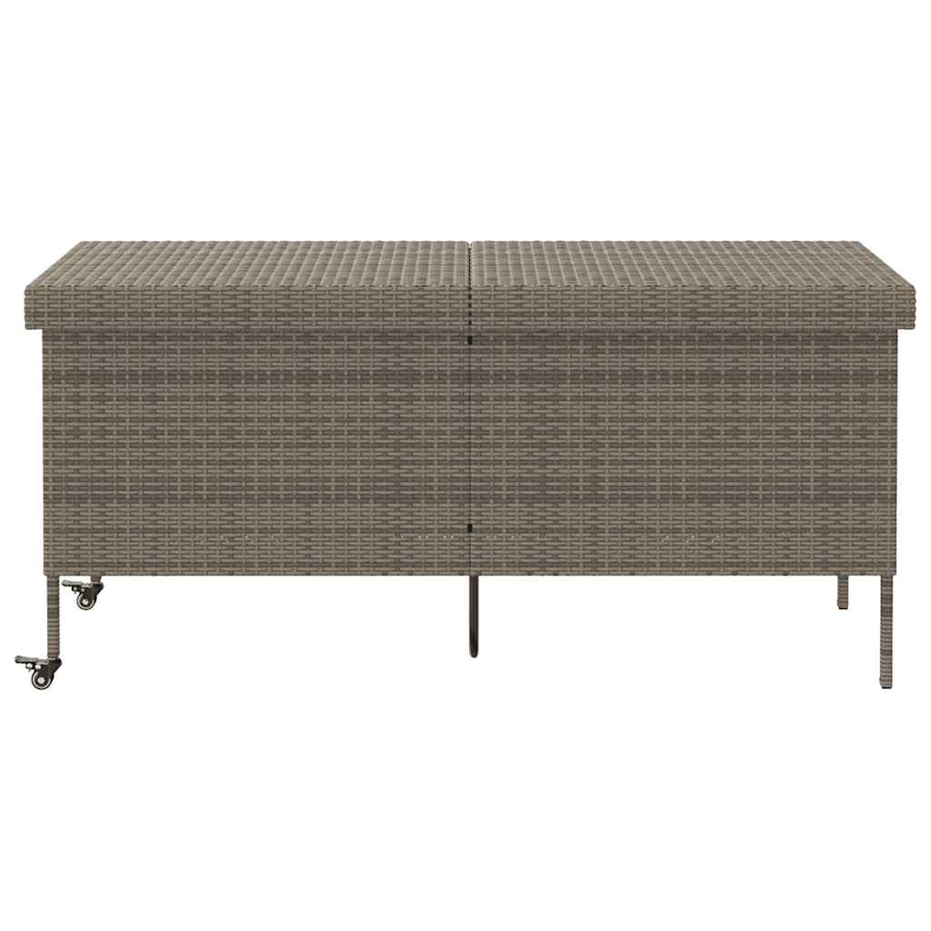 Gartentruhe mit Rollen Schwarz 110x55x73 cm Poly Rattan