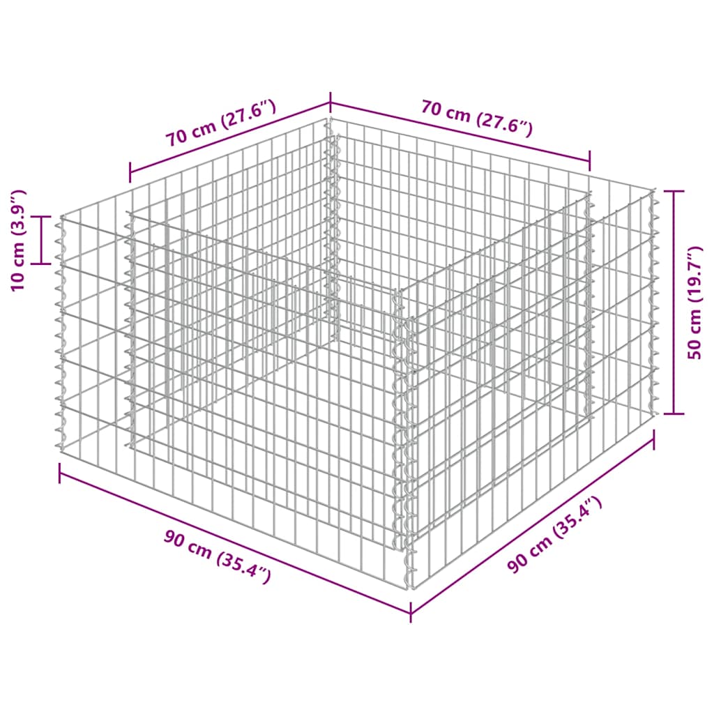 Gabionen-Hochbeet Verzinkter Stahl 450×90×100 cm