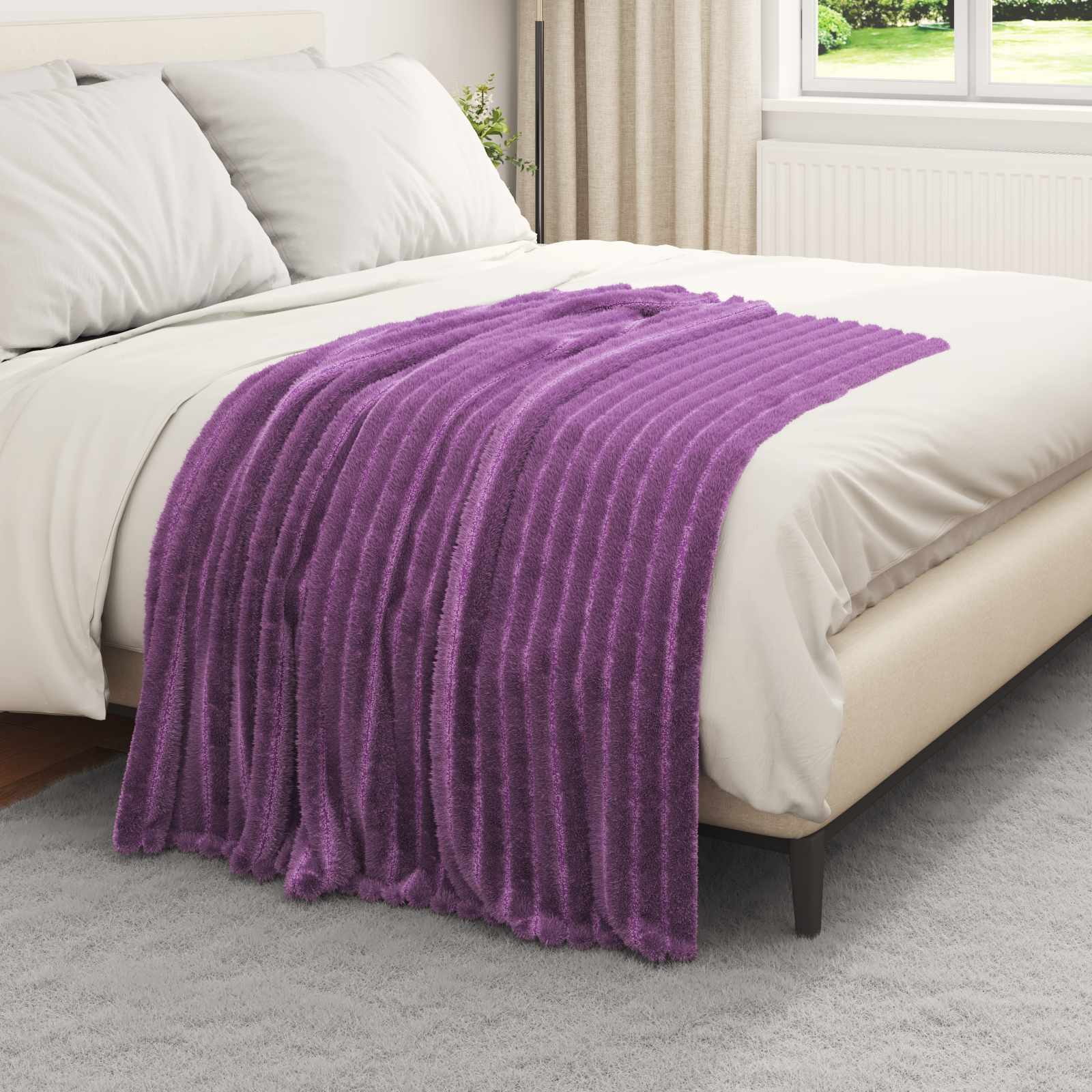 Überwurfdecke Beige 150 x 130 cm Fleece