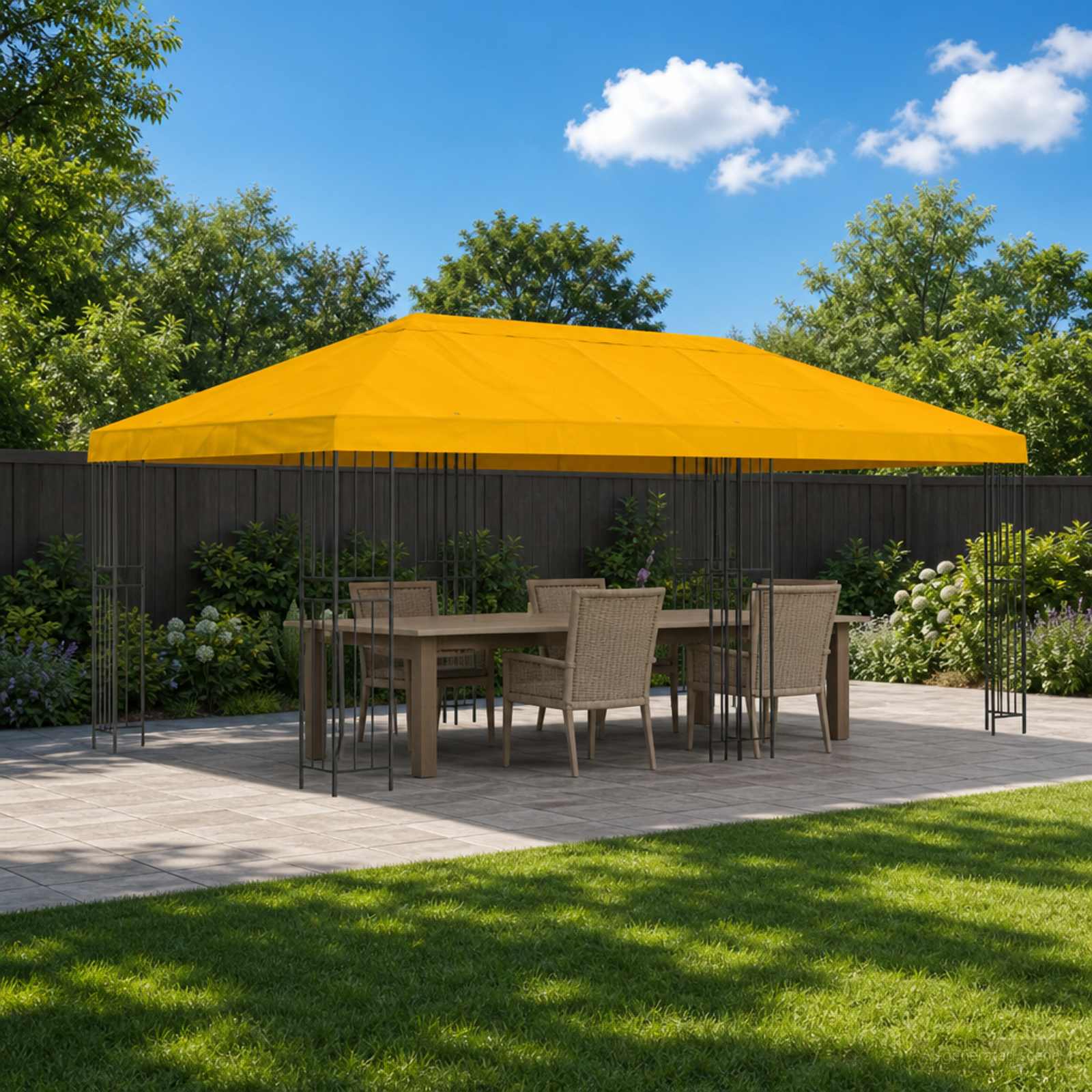 Pavillon mit Seitenwänden 6 x 3 m Beige Polyester und Stahl 190