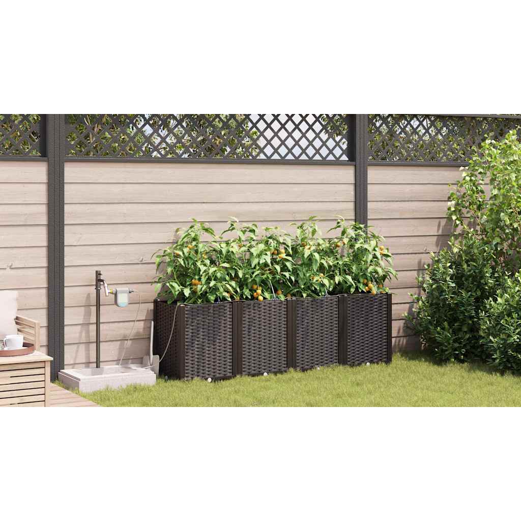 Garten-Pflanzgefäß 4 Stk. Braun 160 x 40 x 22 cm PP