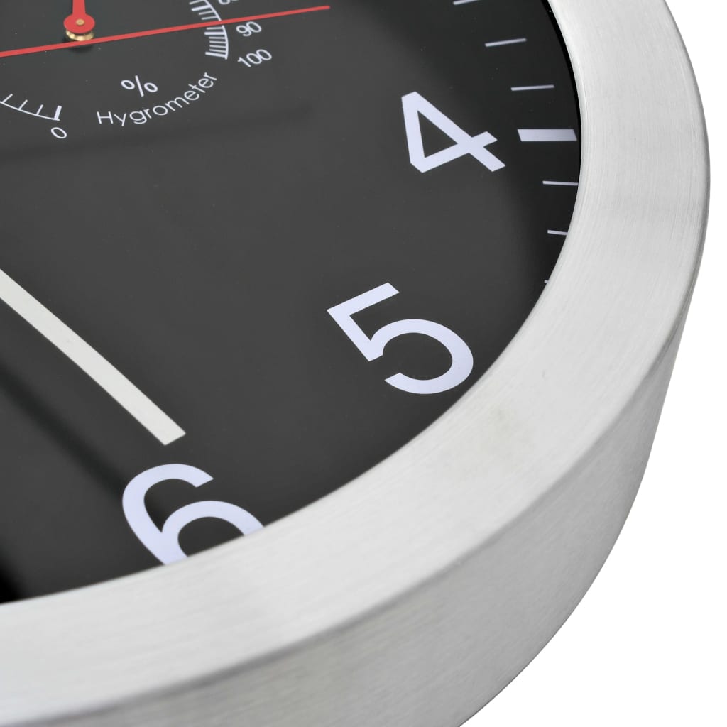 Wanduhr mit Quarzwerk, Hygrometer und Thermometer 30 cm Weiß