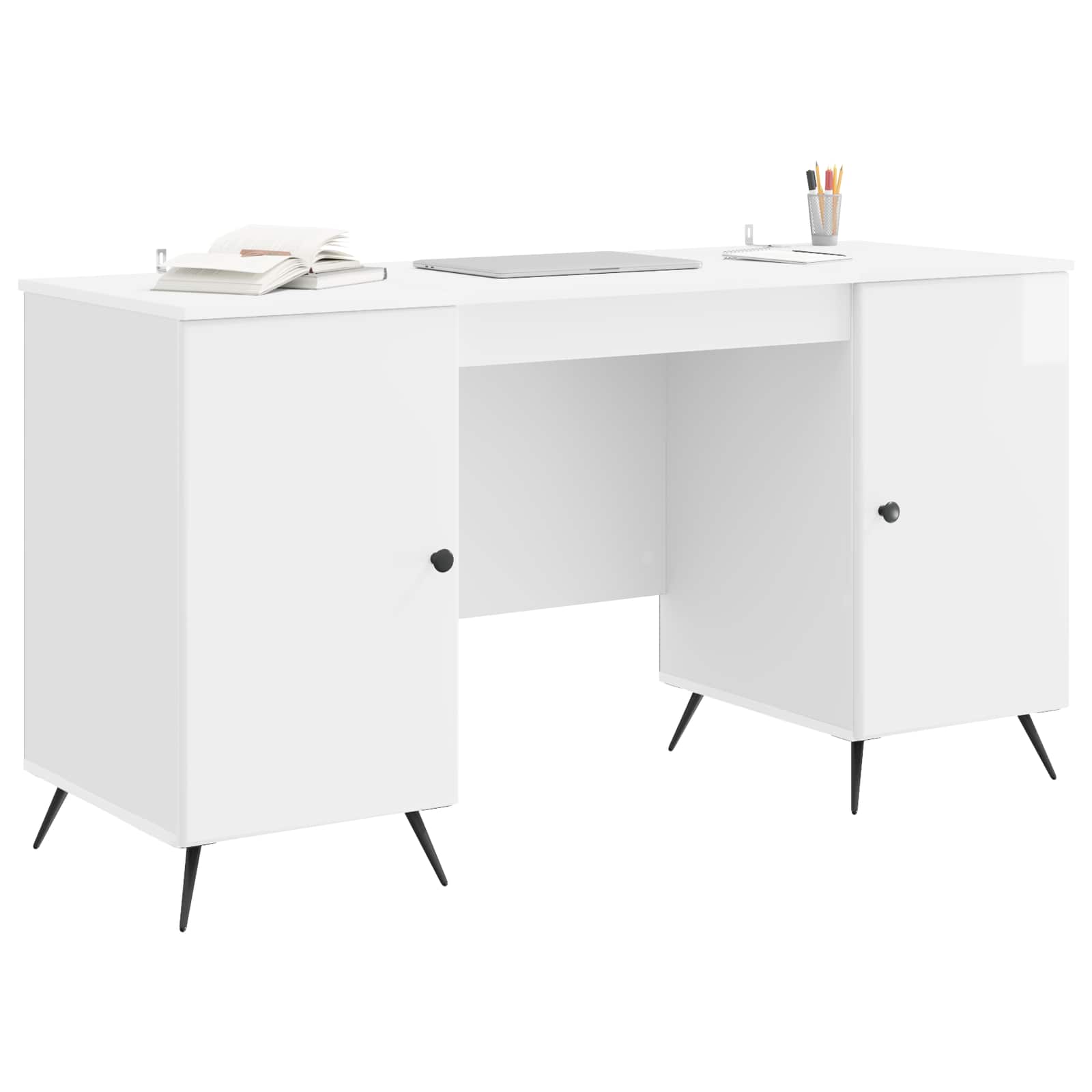 Schreibtisch mit Regal Schwarz 142,5 x 50 x 75 cm Holzwerkstoff