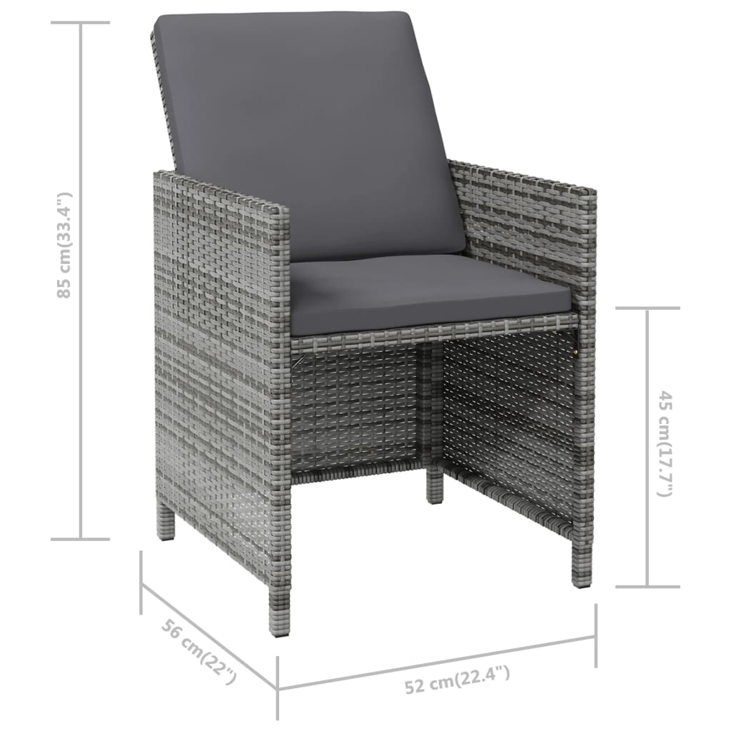 4-tlg. Gartenstuhl und Hocker Set Poly Rattan Schwarz