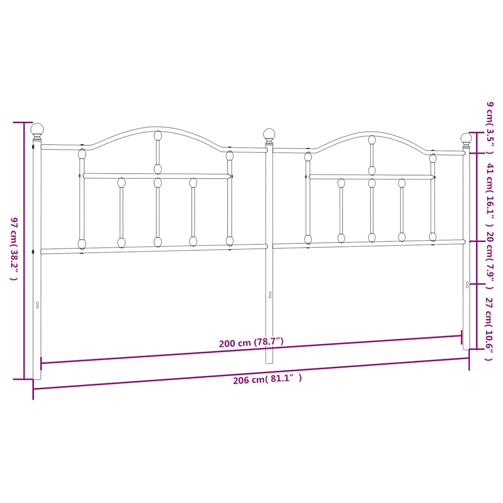 Ersatz-Kopfteil Metall Schwarz 90 cm