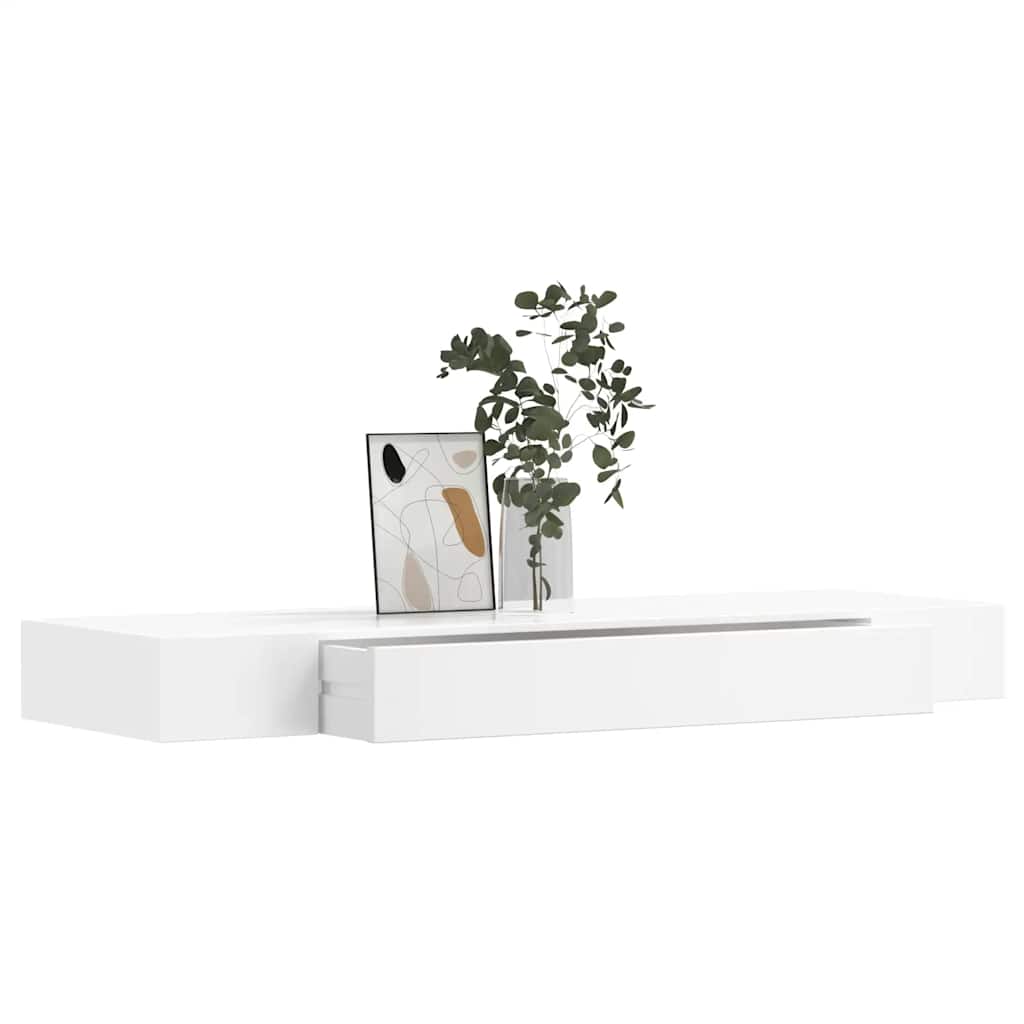 Wandregal mit Schublade MDF Weiß