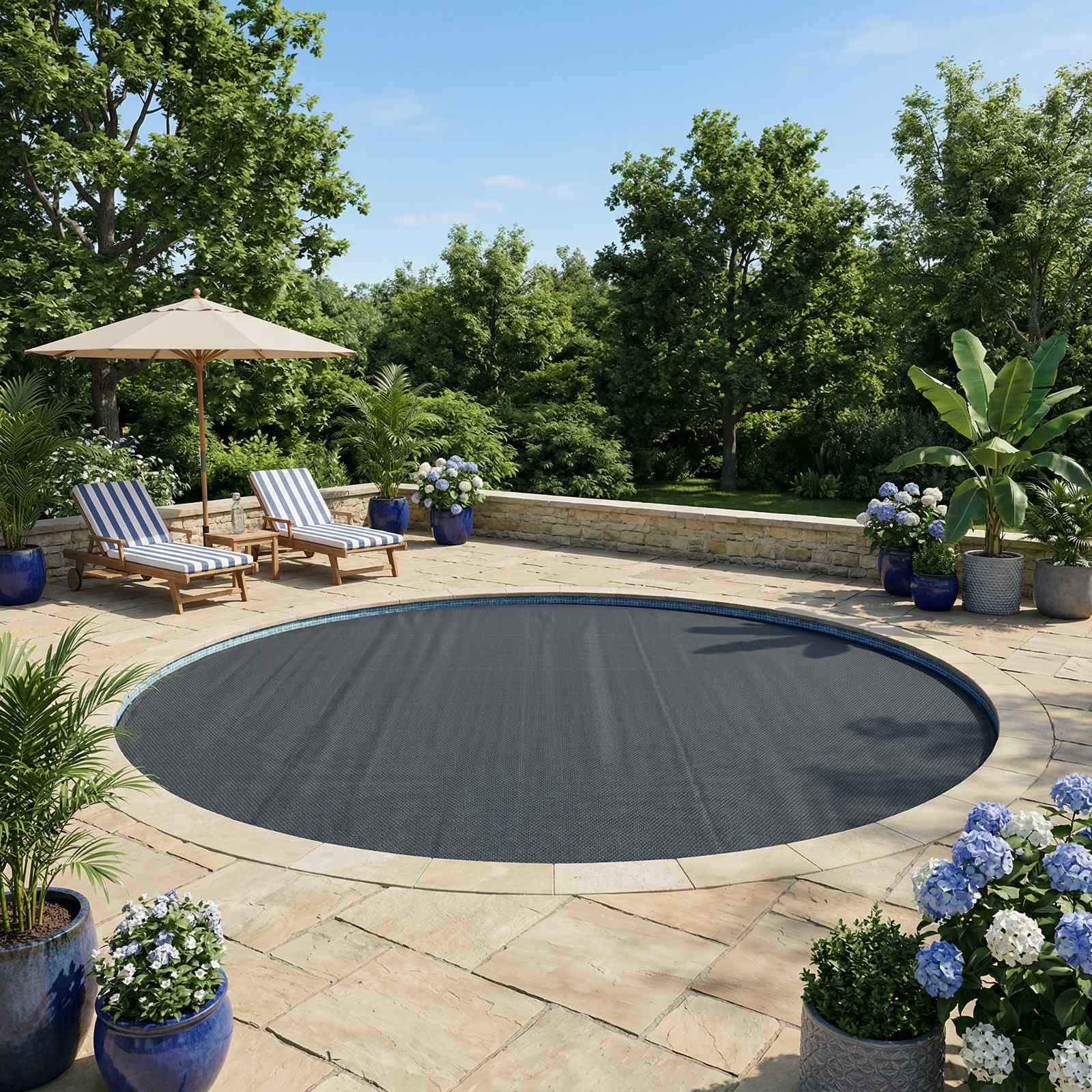 Solar Poolabdeckung Hochwertig Ø 210 cm 200 μm Rund PE Schwarz