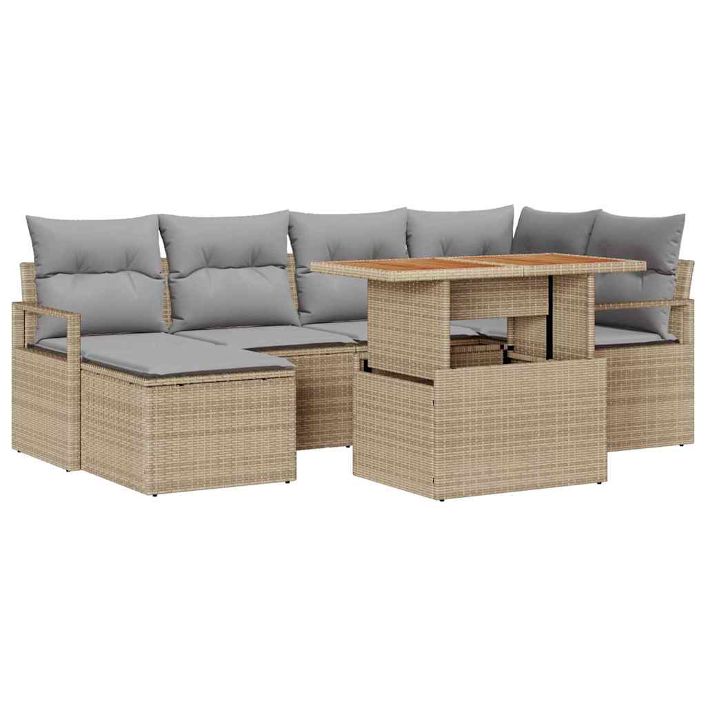 Garten Essgruppe mit Kissen 7 pcs Schwarz und Creme